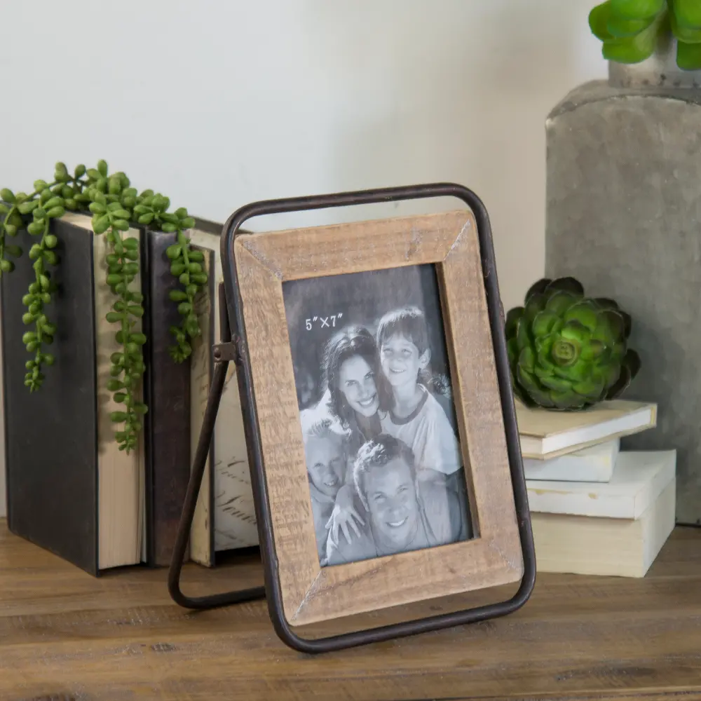 Brown and Black Wood and Metal 5x7  Picture Frame-1