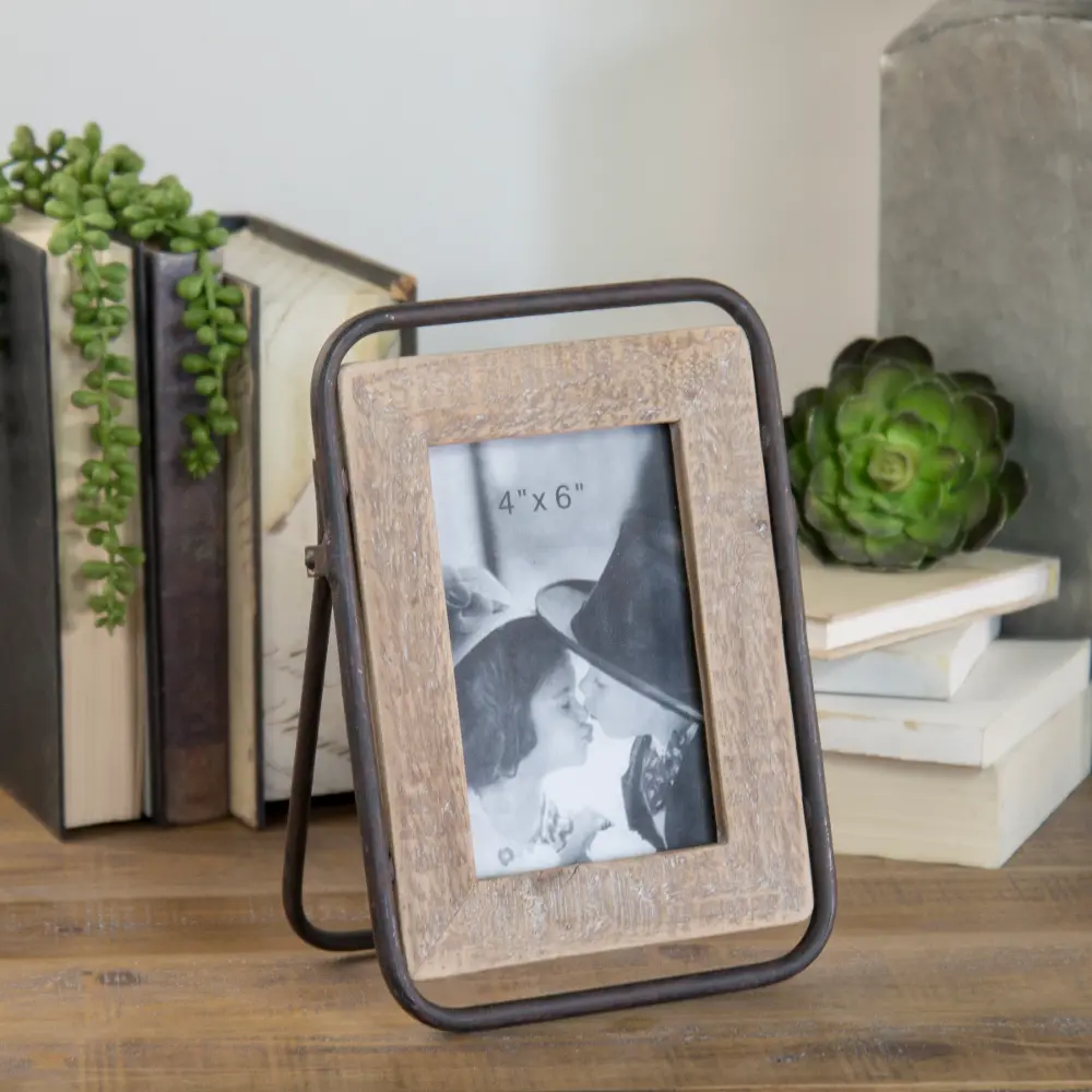 Brown Wood and Metal Picture Frame-1