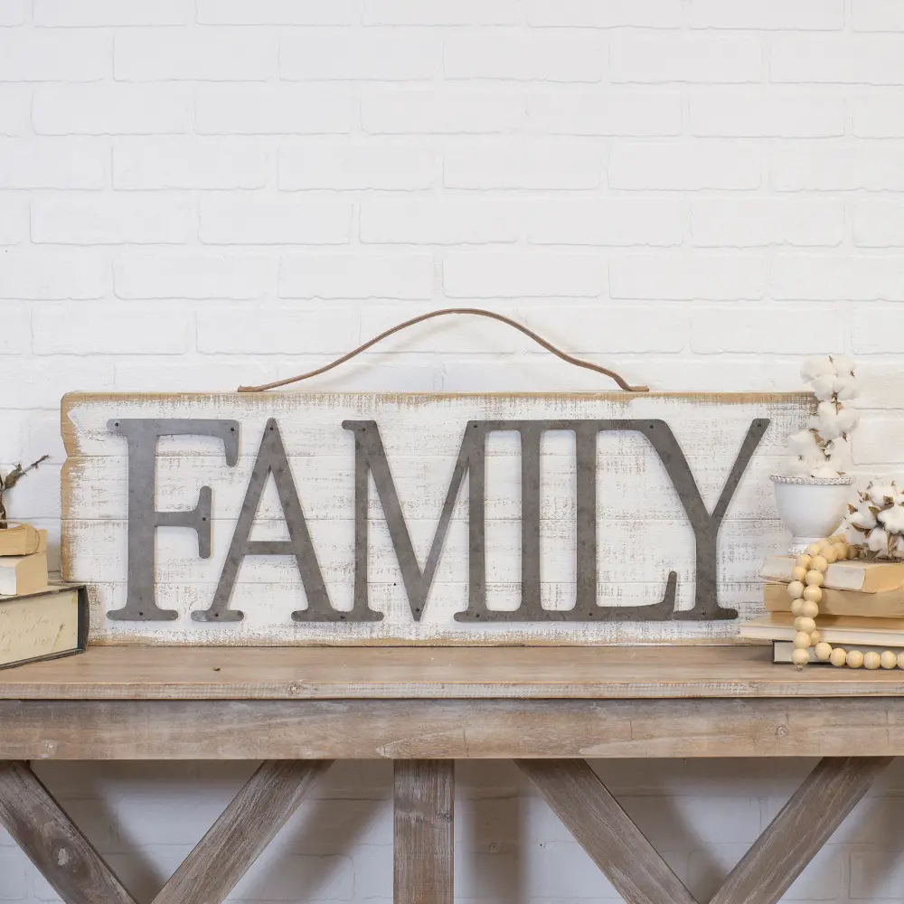 Distressed Wooden Family Word Wall Art-1