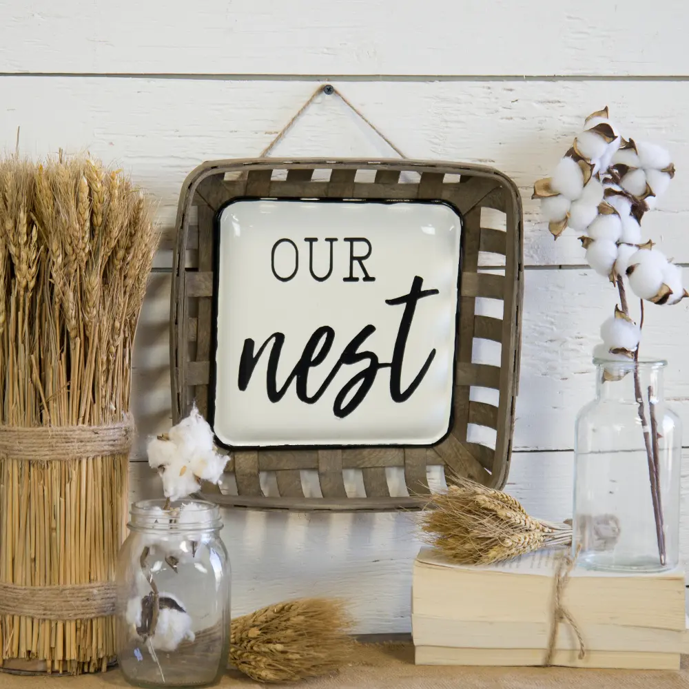 Brown, White and Black Our Nest Wall Sign-1