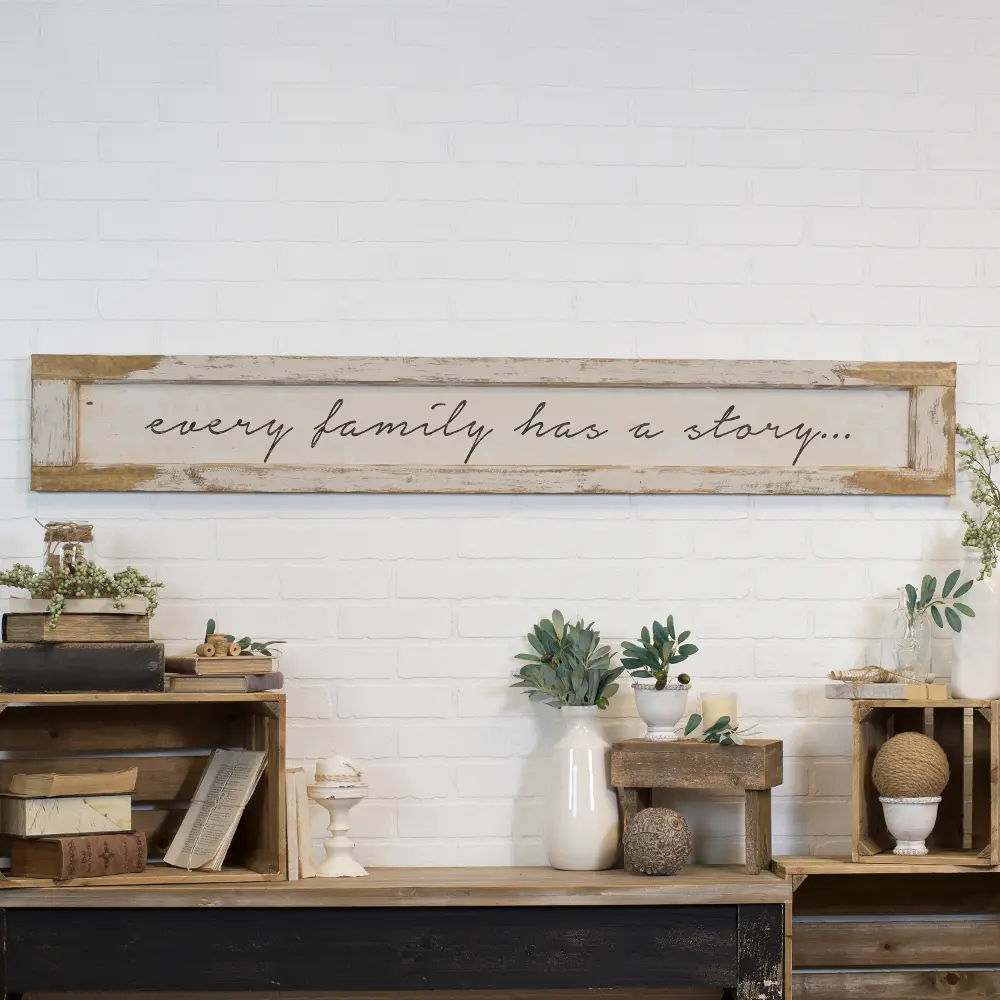 Distressed White and Black Wooden Every Family Sign-1