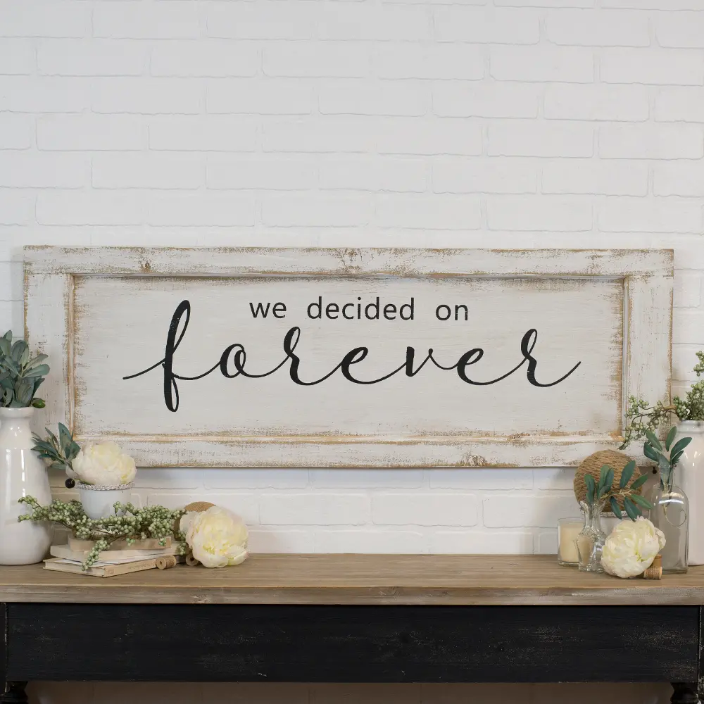 Distressed White and Black Forever Wooden Sign-1