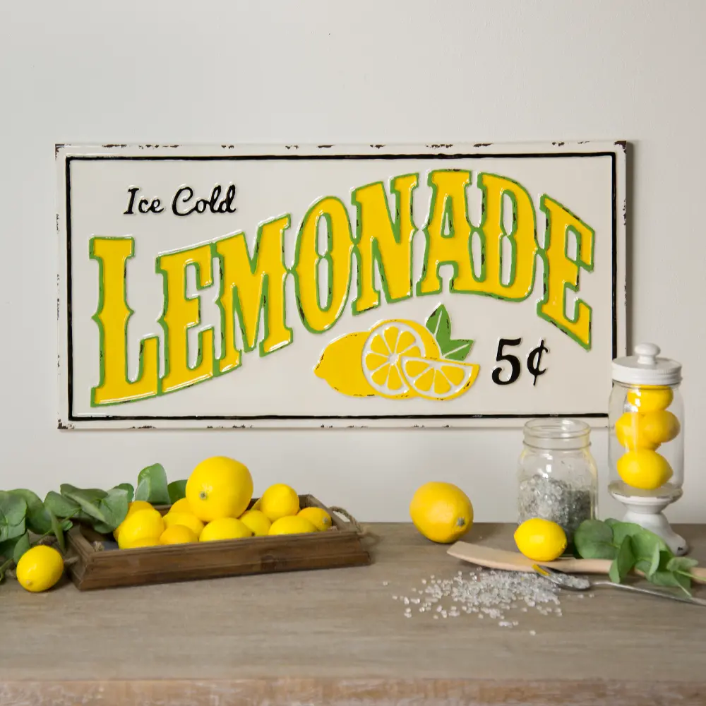 Yellow, White and Black Lemonade Metal Sign-1