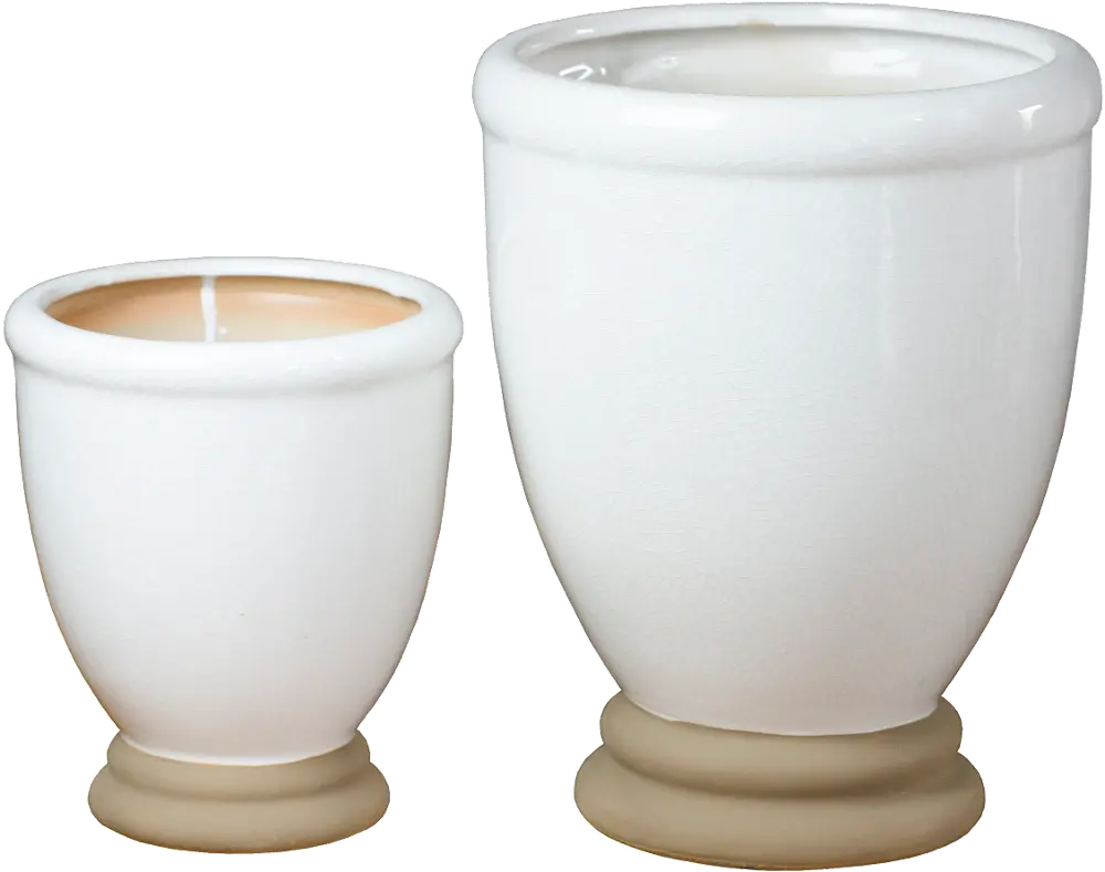 9 Inch White and Brown Ceramic Planter-1