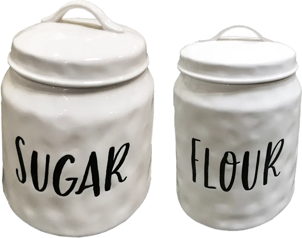 23 Inch White Sugar Ceramic Lidded Canister with Black Lettering-1