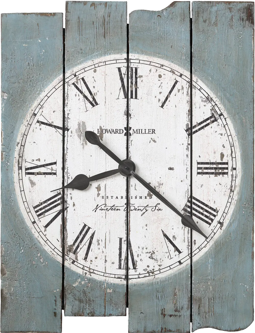 Hand Painted Antique Blue Plank Wall Clock - Mack Road-1