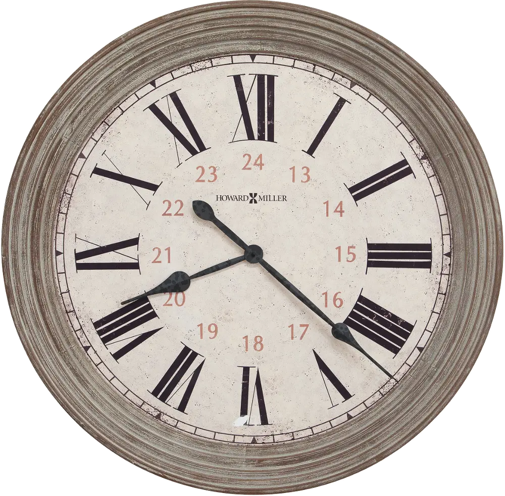 30 Inch Worn Aged Brown Round Wall Clock - Nesto-1