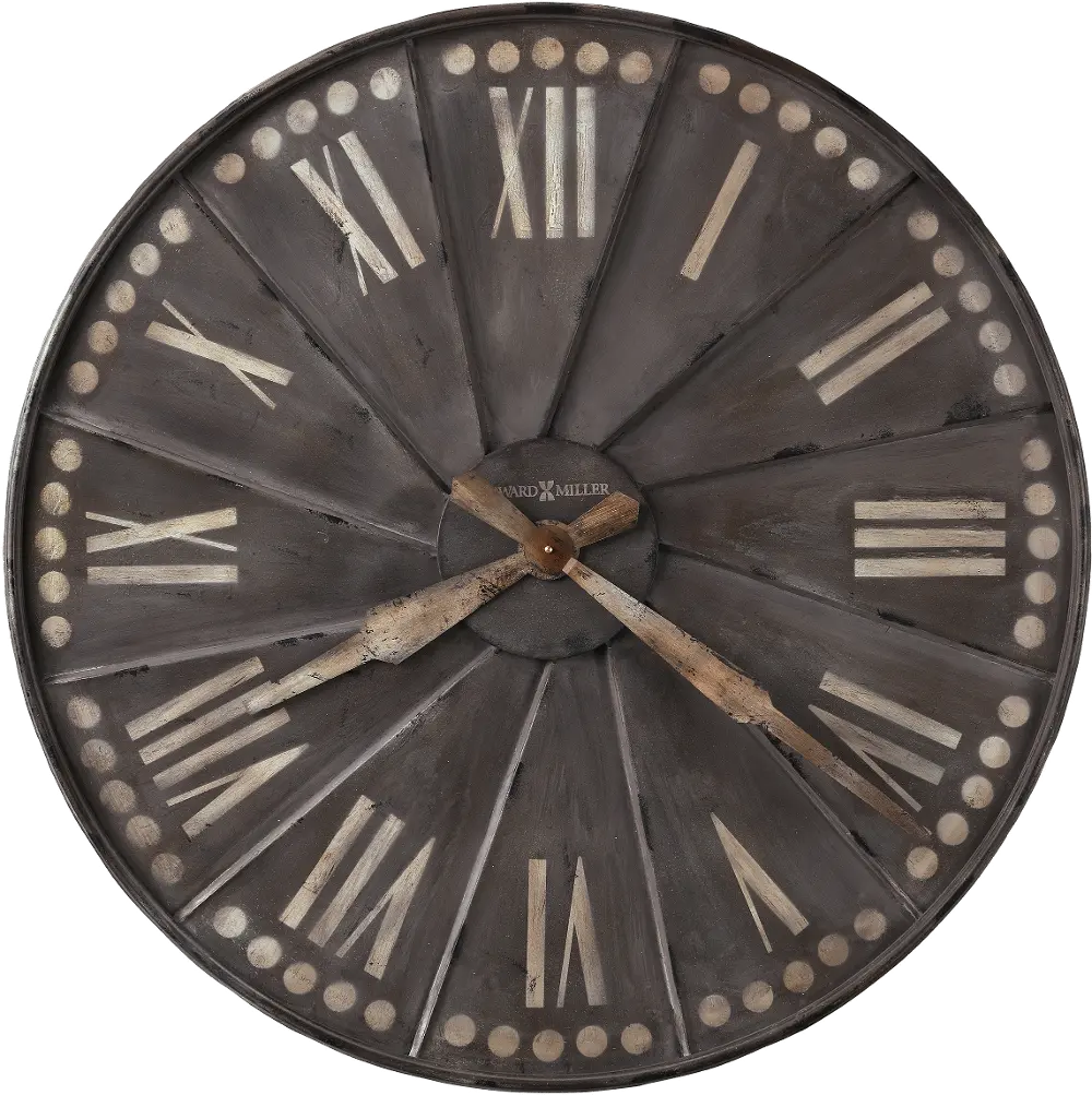 Antique Black Charcoal Oversized Metal Wall Clock - Stockard-1