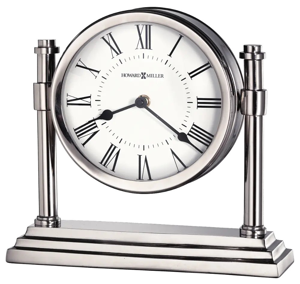 Polished Chrome Metal Mantel Table Clock - Drayson-1