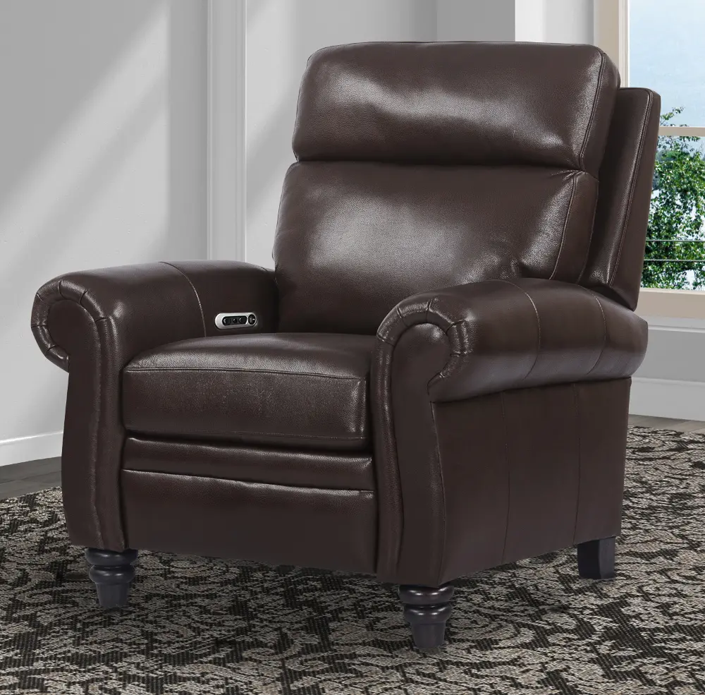 Fresh Clydesdale Brown Leather-Match High Leg Power Recliner-1