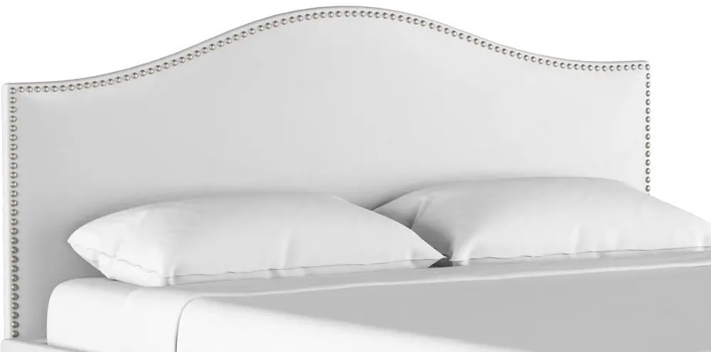 911NB-PWVLVWHT Classic Camelback White Full Upholstered Headboard-1