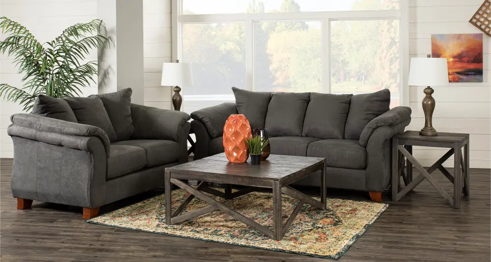 Shasta Charcoal Gray 2 Piece Living Room Set-1