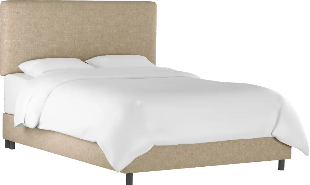 750BEDZMLNN Contemporary Linen Beige Twin Upholstered Bed-1
