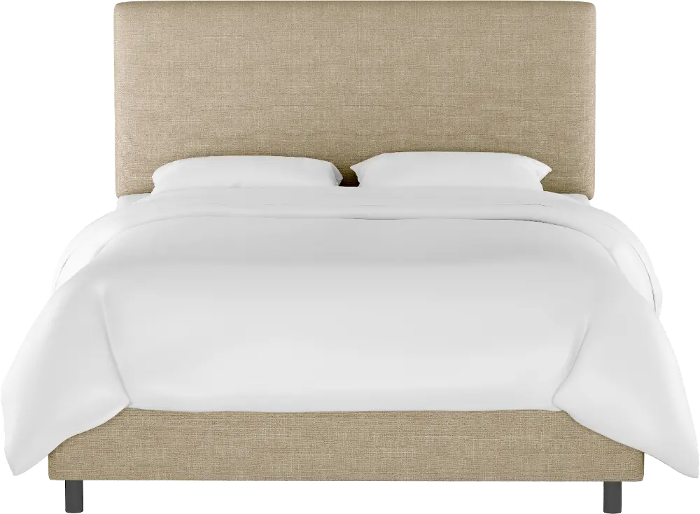 751BEDZMLNN Contemporary Linen Beige Full Upholstered Bed-1