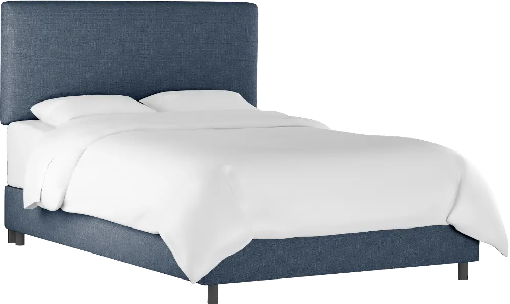 752BEDZMNV Contemporary Navy Blue Queen Upholstered Bed-1