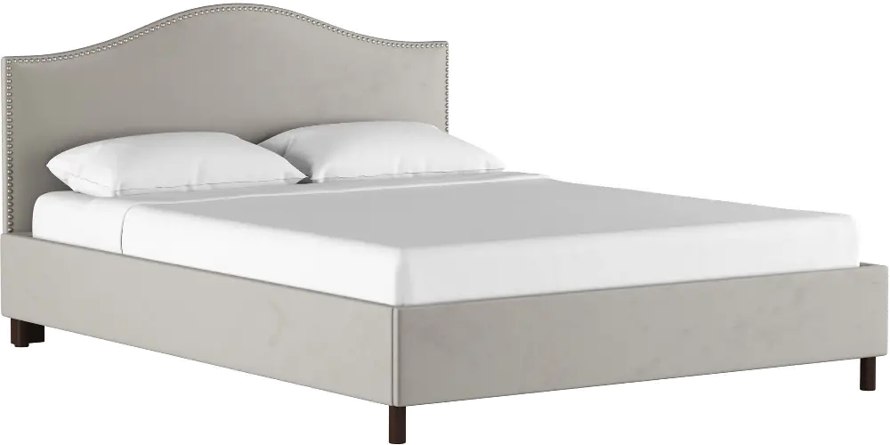 910NBPBD-PWVLVLGHGR Classic Camelback Light Gray Twin Upholstered Bed-1