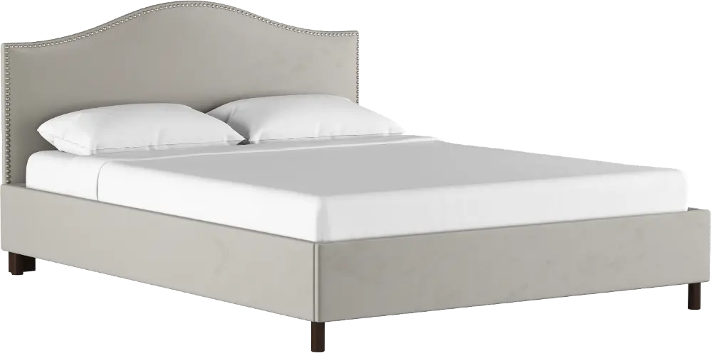 912NBPBD-PWVLVLGHGR Classic Camelback Light Gray Queen Upholstered Bed-1