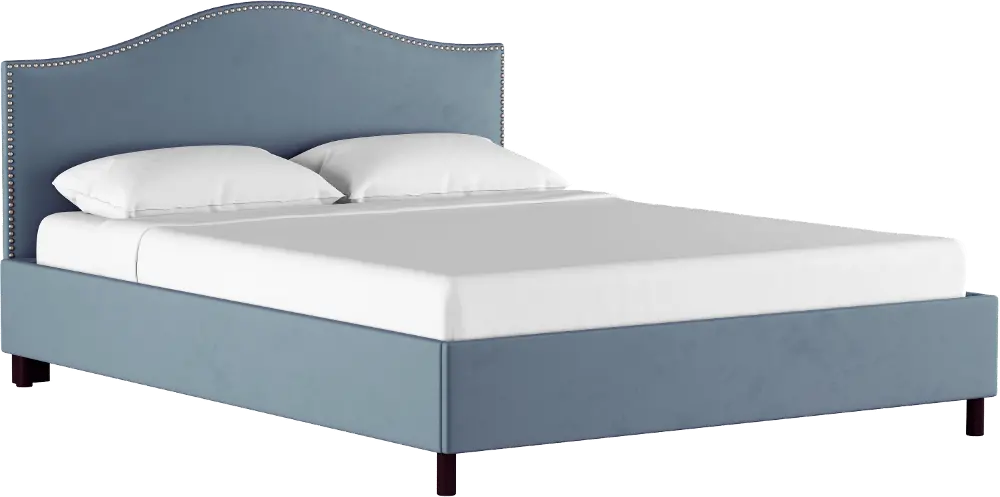 912NBPBD-PWVLVOCN Classic Camelback Ocean Blue Queen Upholstered Bed-1