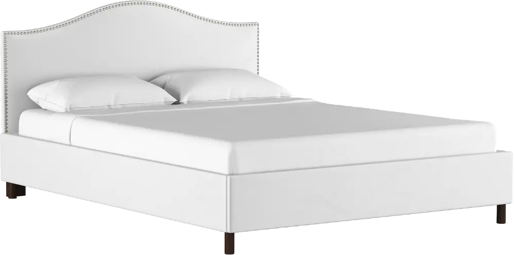 912NBPBD-PWVLVWHT Classic Camelback White Queen Upholstered Bed-1