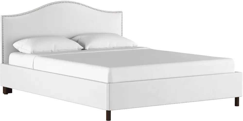 913NBPBD-PWVLVWHT Classic Camelback White King Upholstered Bed-1
