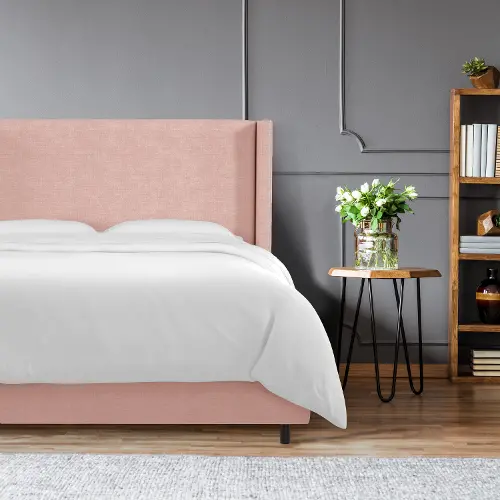 Pink best sale wingback bed