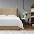 502BEDLNNSND Penelope Tan Upholstered Wingback Queen Bed - Skyline Furniture