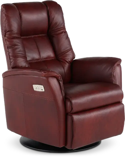 Burgundy leather power recliner discount