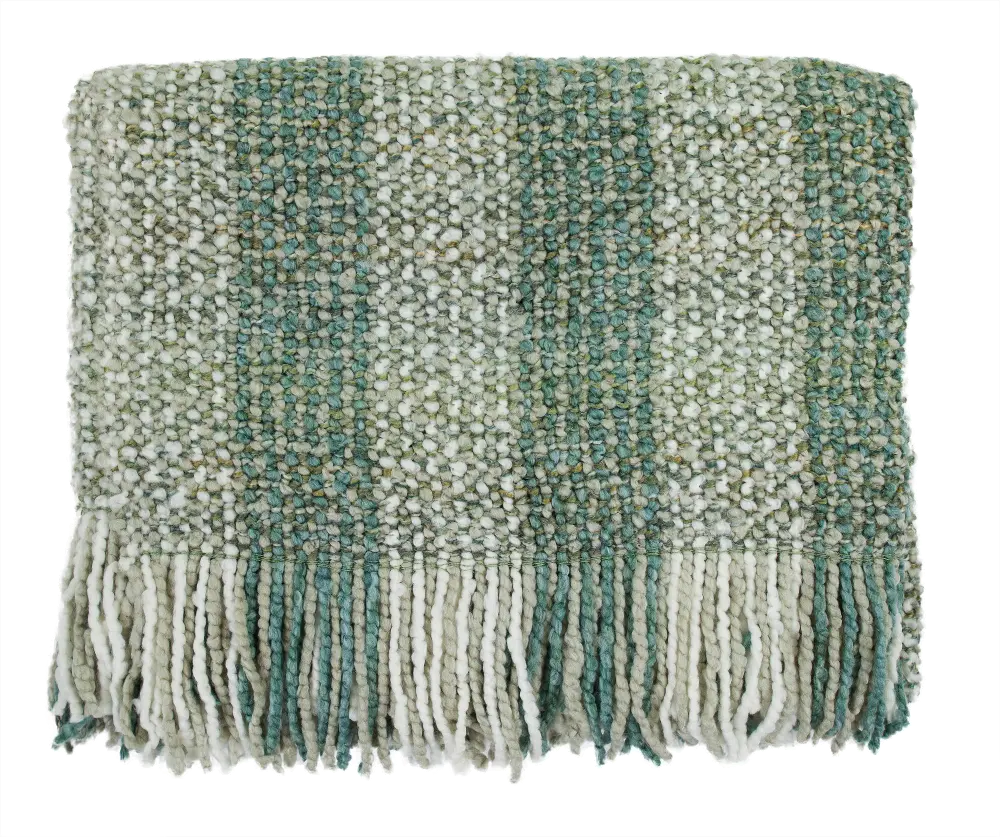 Sage Green and Cream Greenwich Throw Blanket-1