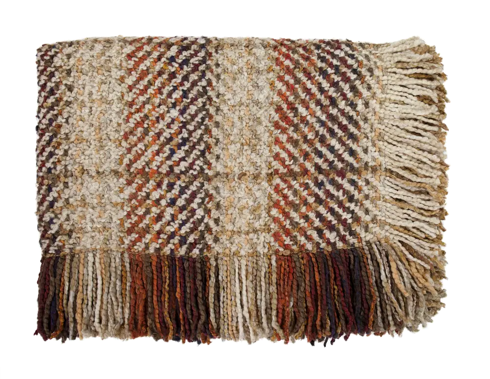 Cream, Rust, Brown and Coral Ombre Throw Blanket-1