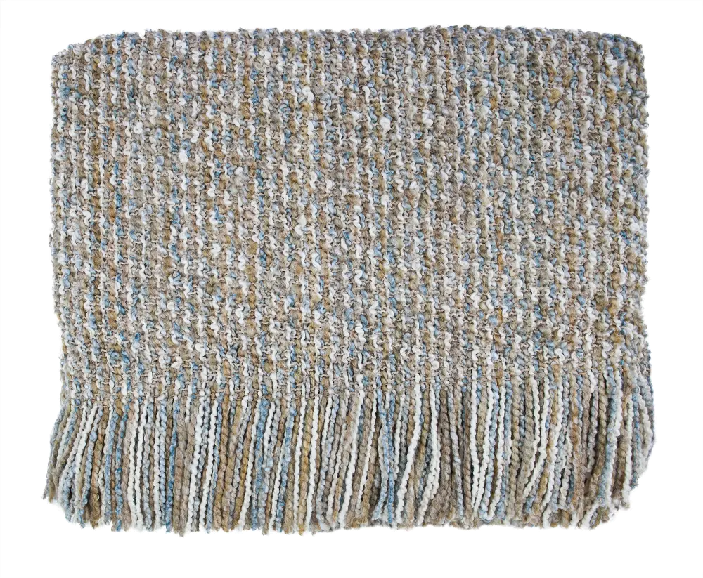 Cream, Blue and Brown Canyon Throw Blanket-1