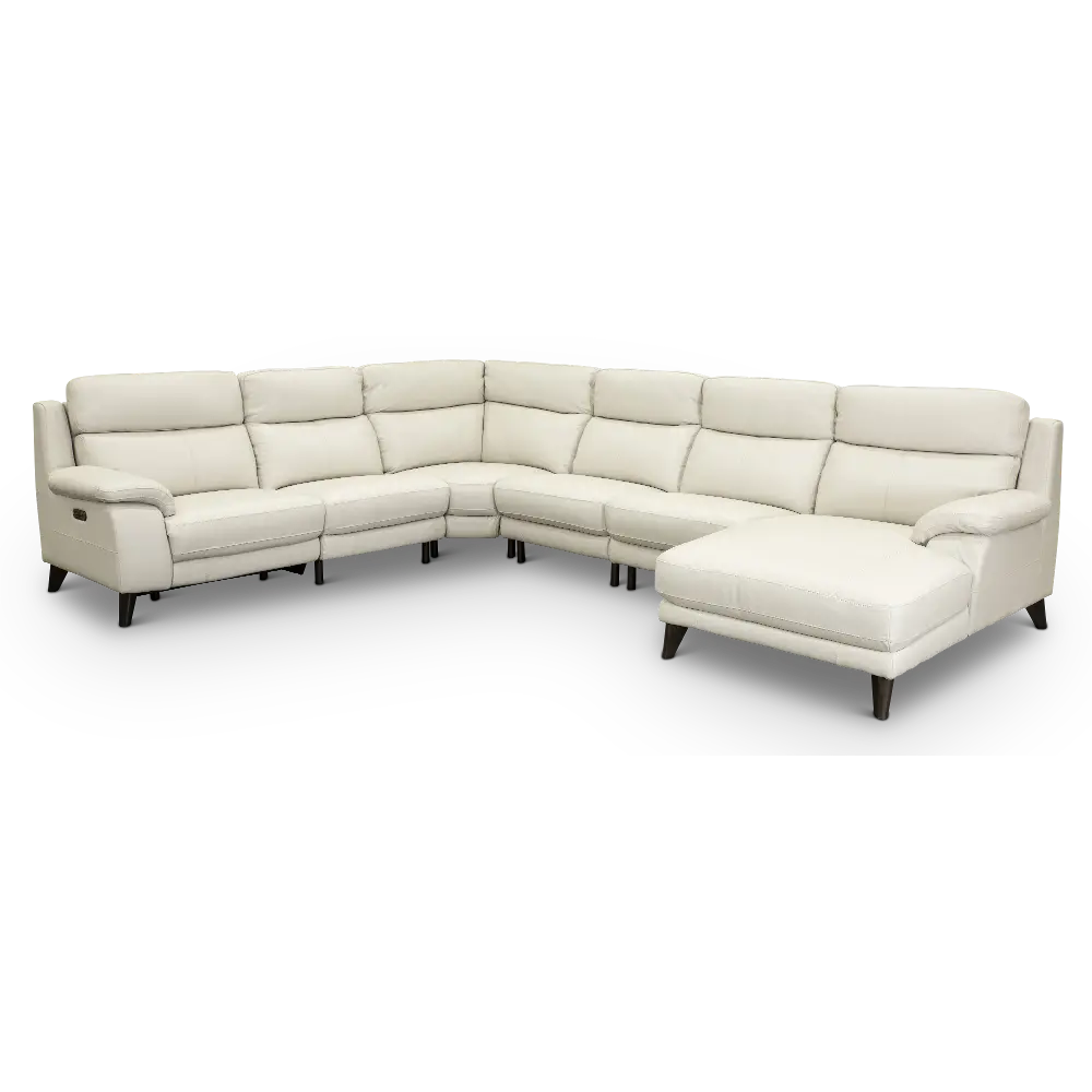 Venice White 6 Piece Power Reclining Sectional-1