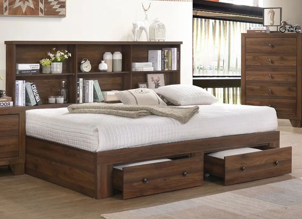 Contemporary Brown Full Storage Bed - Millie-1
