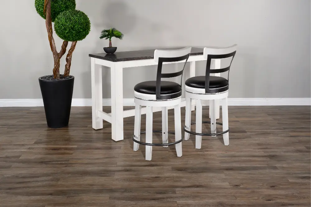 Bourbon County Brown and White 3 Piece Counter Height Dining Set with Backless Stools-1