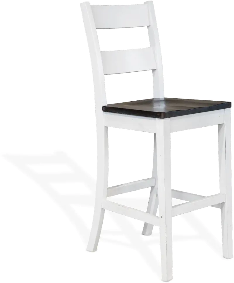Bourbon County White And Dark Brown 30, 24 Inch White Wooden Bar Stools