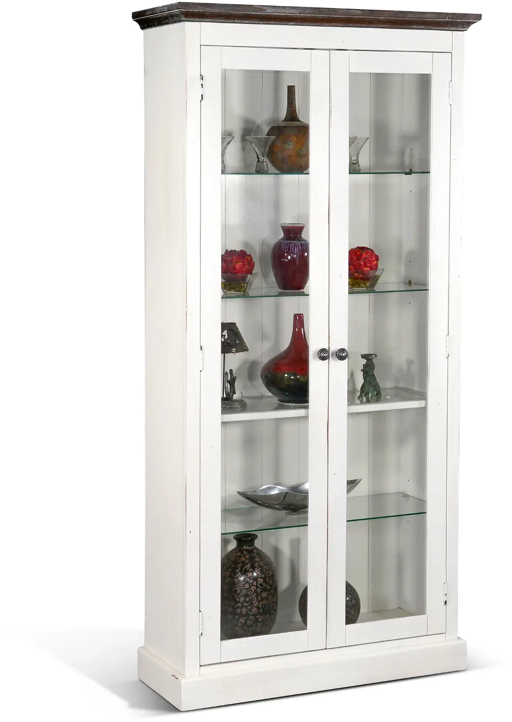 Bourbon County French Country White Display Cabinet-1