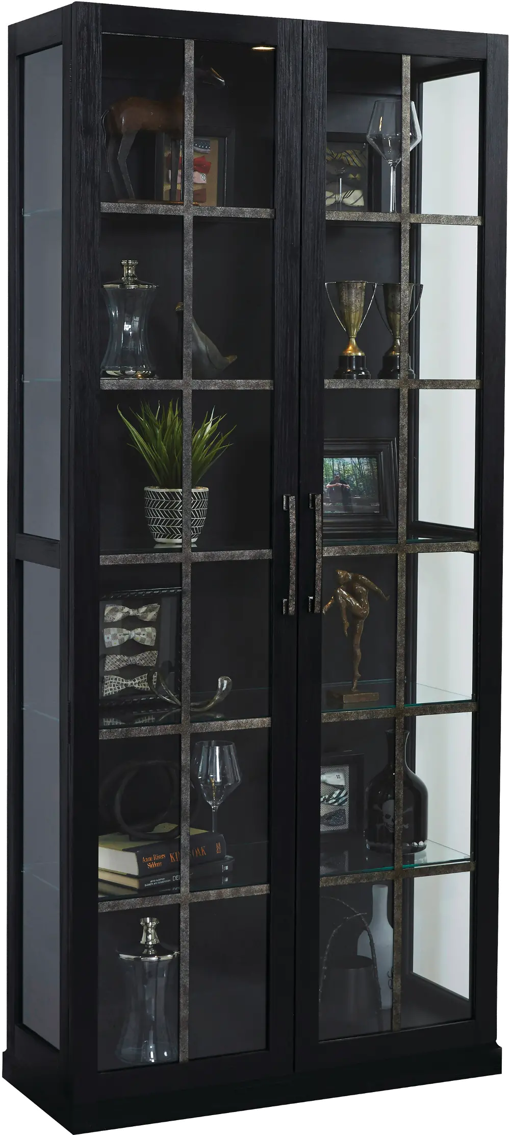 Modern Black Tall Curio Cabinet - Pulaski-1