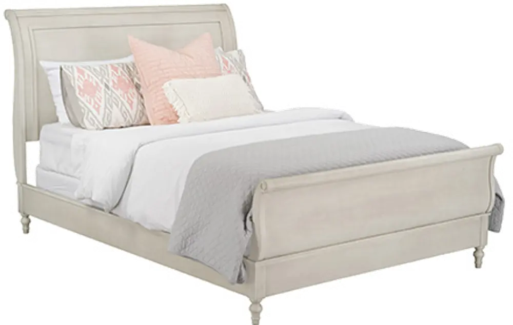 Traditional White Queen Sleigh Bed - Sarah-1