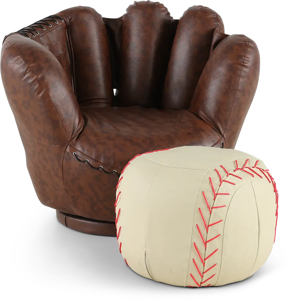 Youth Baseball Glove Chair and Baseball Ottoman-1