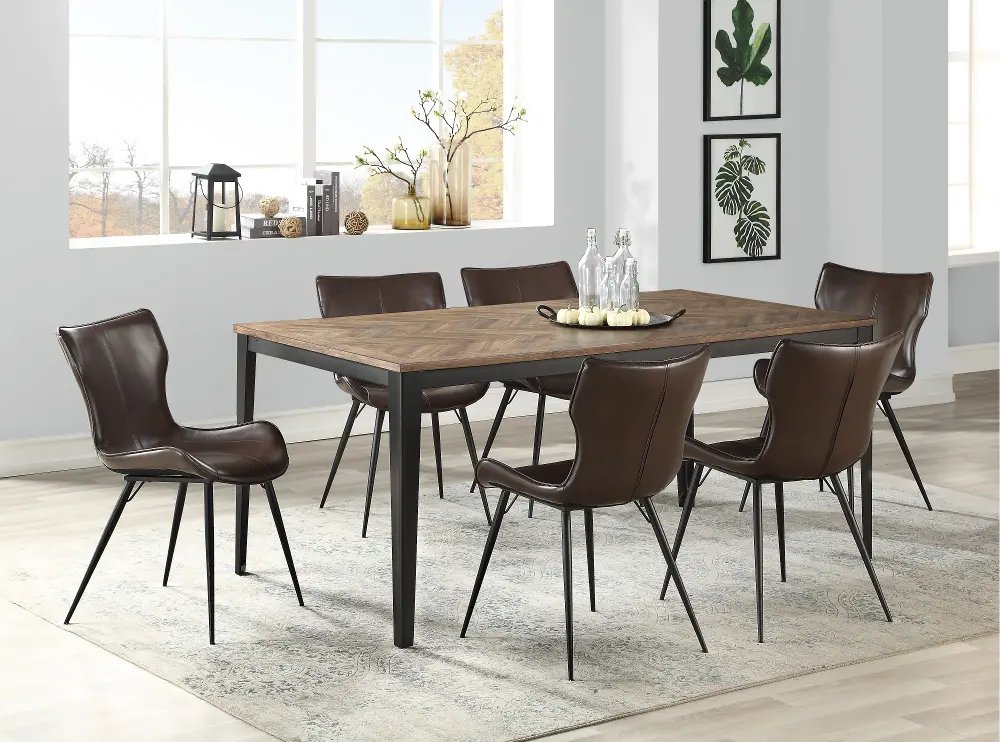 Brown 5 Piece Dining Set with Mitt Style Chair - Maxwell-1