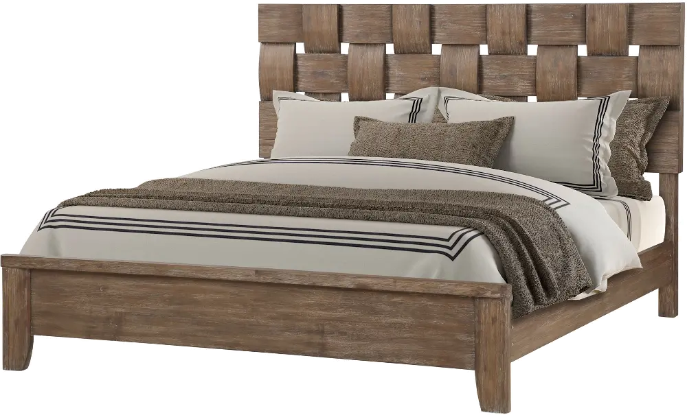 Contemporary Natural Acacia King Bed - Crosswinds-1