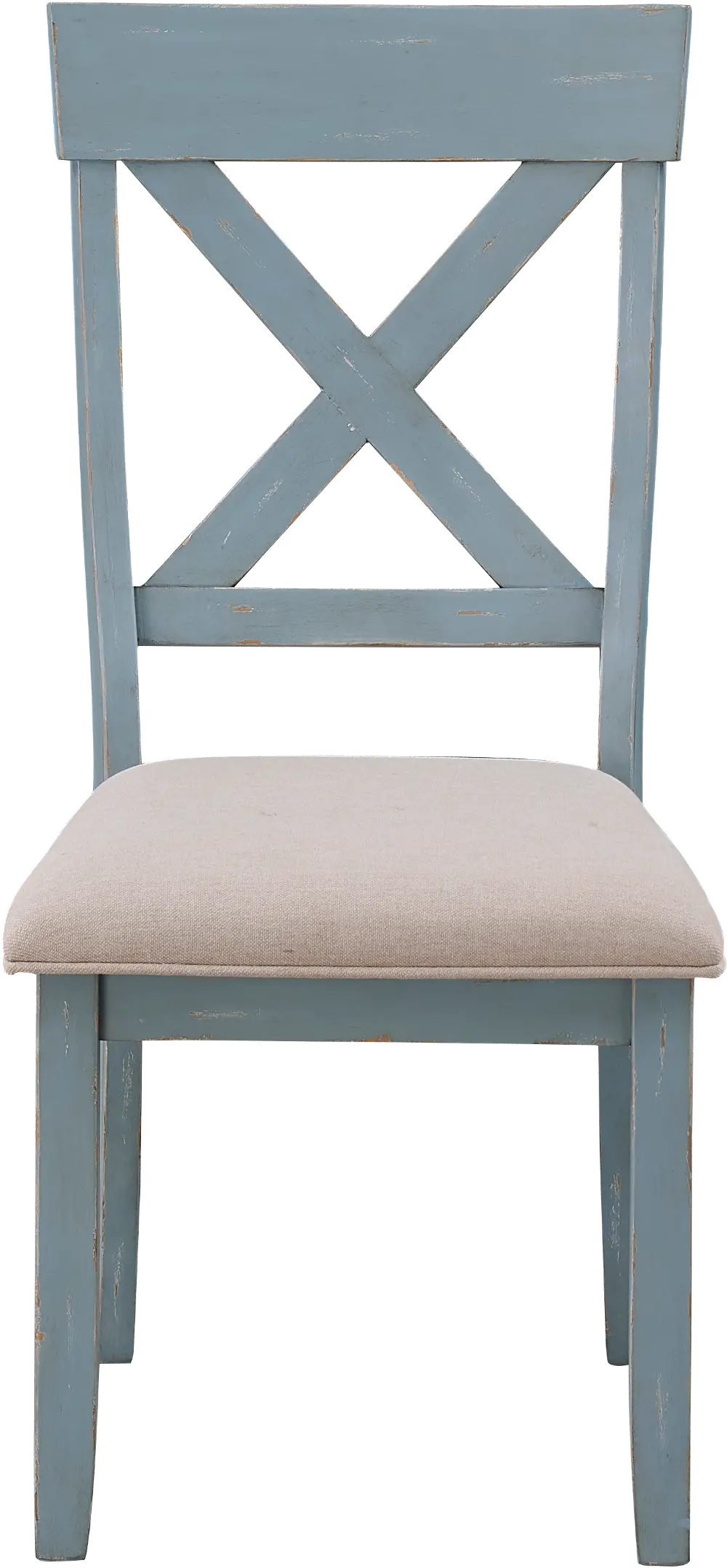 40298 Farmhouse Blue and Cream X-Back Dining Room Chair - Bar Harbor-1