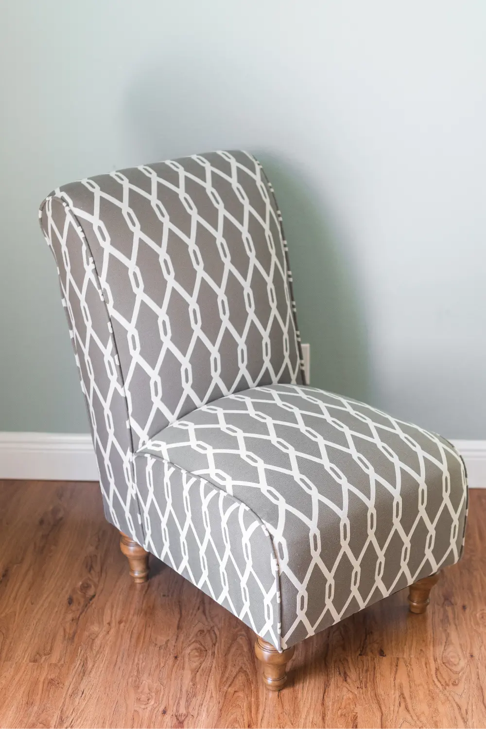 Taupe Gray and White Armless Rollback Slipper Chair-1