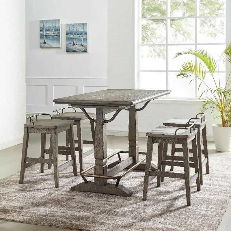 5 Piece Counter Height Dining Room Set, Modern Farmhouse Counter Height Dining Table