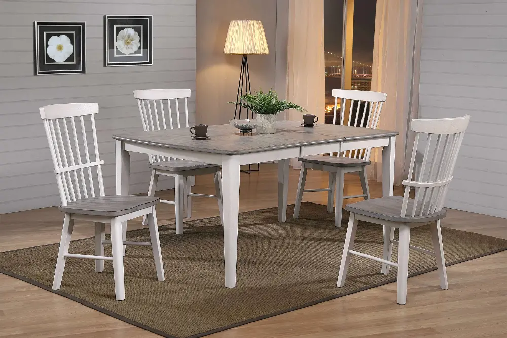 Newark White and Gray 5 Piece Dining Room Set-1