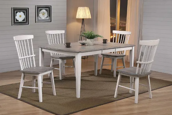 Newark White And Gray 5 Piece Dining Room Set Rc Willey Newark White And Gray 5 Piece Dining, Country Style Dining Room Table And Chairs