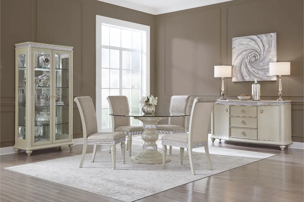 Traditional Pearl Beige 5 Piece Dining Room Set - Starlight-1