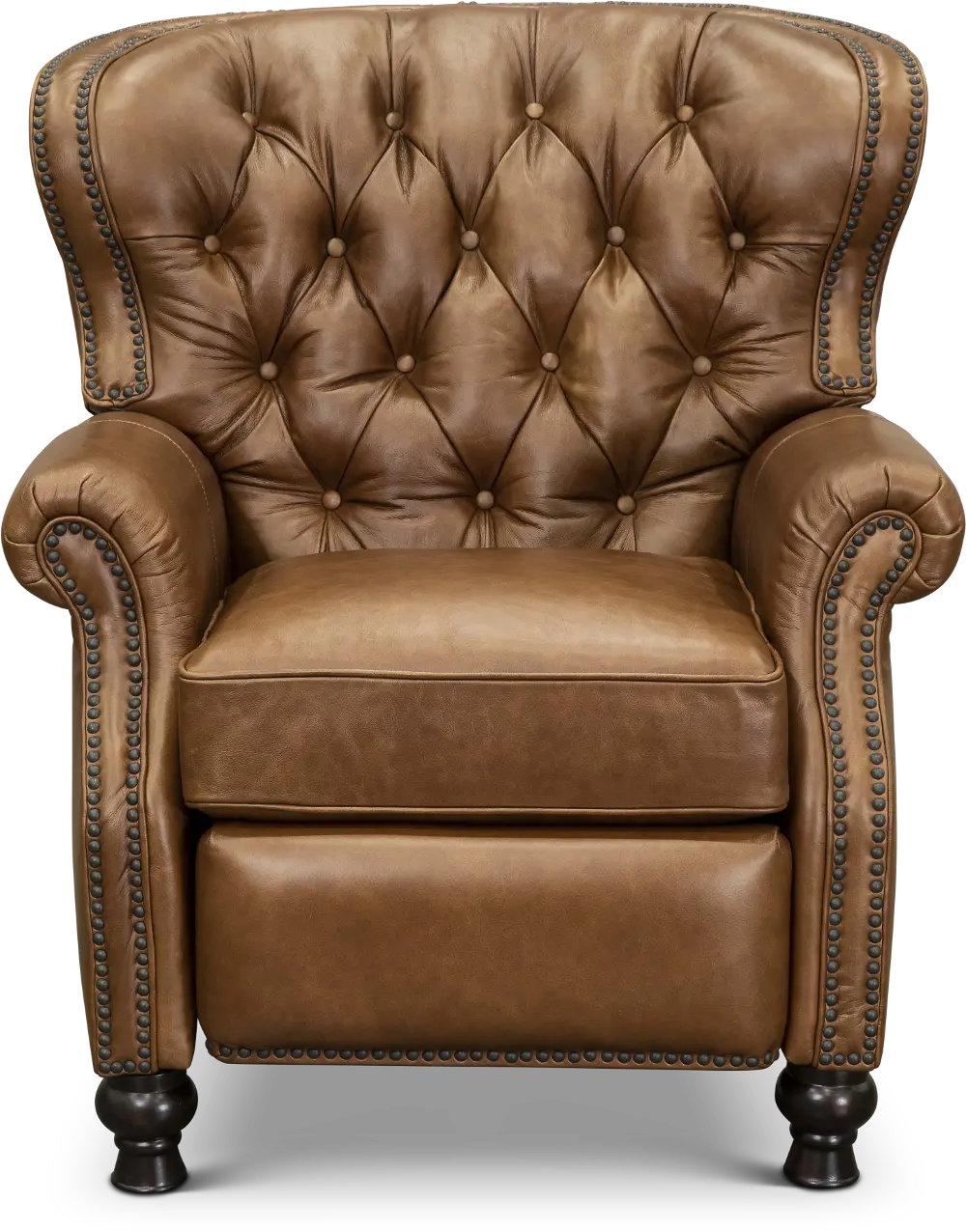Cambridge Saddle Brown Leather Wingback Push Back Recliner-1