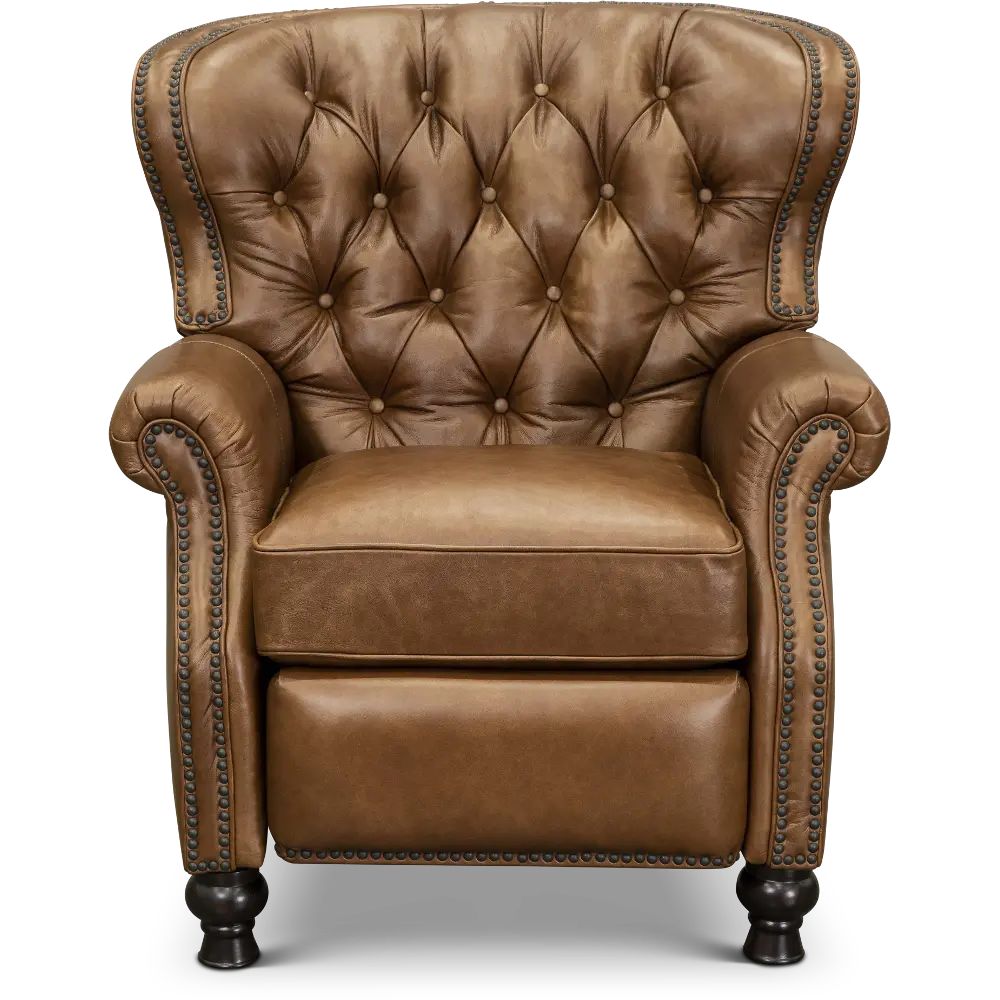 Cambridge Saddle Brown Leather Wingback Push Back Recliner-1