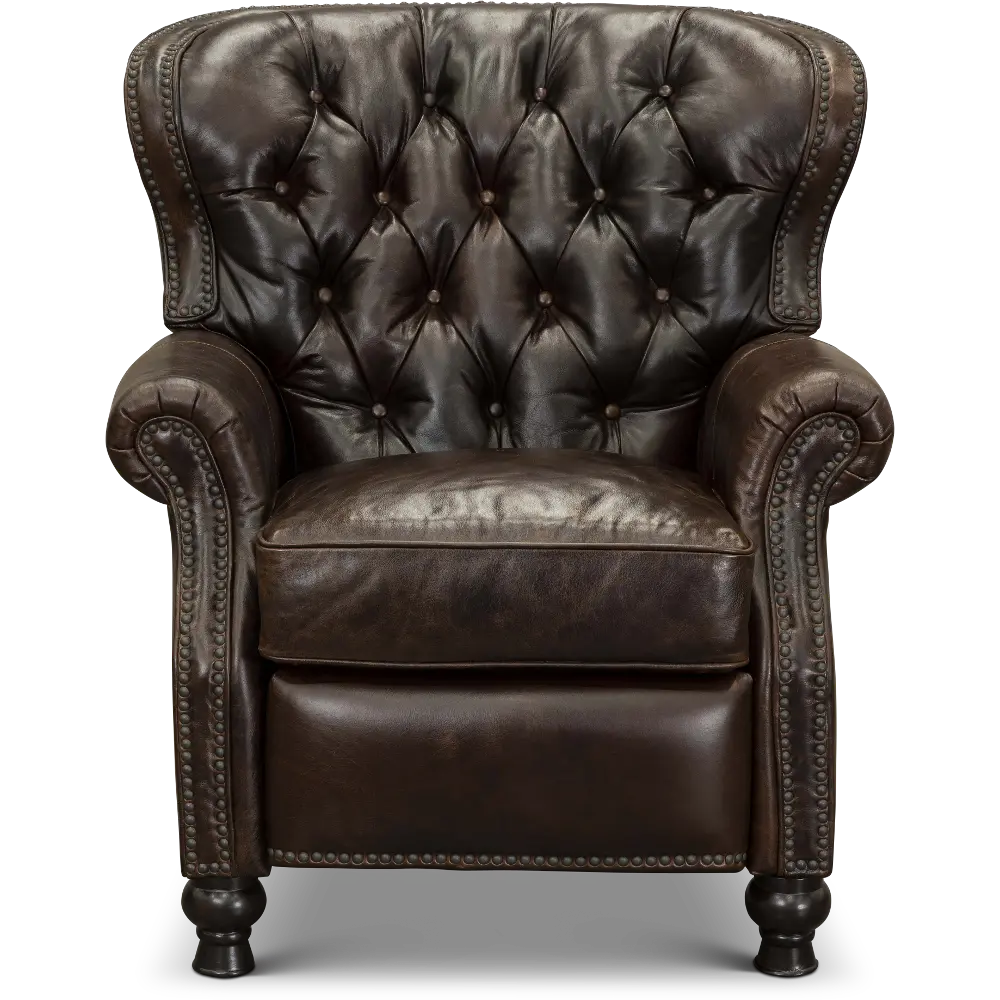 Cambridge Cocoa Brown Leather Wingback Push Back Recliner-1
