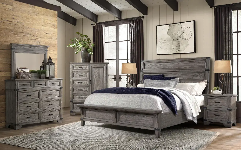 Forge Pewter Gray 4 Piece Queen Bedroom Set-1